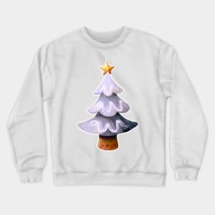 Black and White Christmas Tree with a Gold star - Watercolor Painting / Illustration Crewneck Sweatshirt